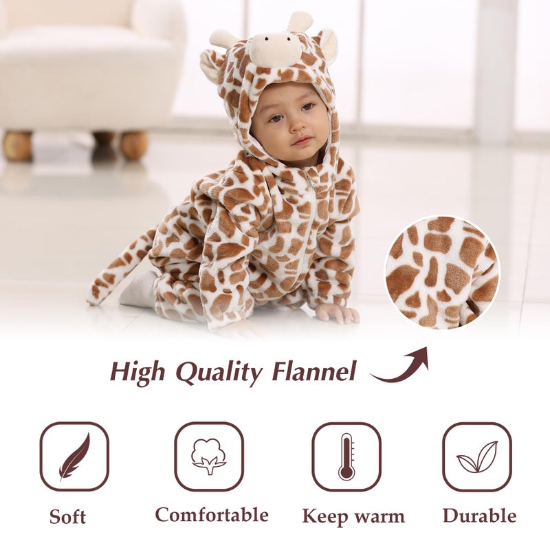 TONWHAR Unisex-Baby Animal Onesie Costume Cartoon Animal Outfit Homewear Kids' One-Piece Rompers(18-24 Months, Giraffe) - Image 4